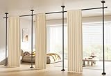 SUNALLY Room Divider Curtain Rod, No Drilling Wall Divider for Room Separation, 4-10ft(H) 28-171inch(W) Adjustable Heavy Duty Partition Space Separator Freestanding Tension Curtain Stand, Black