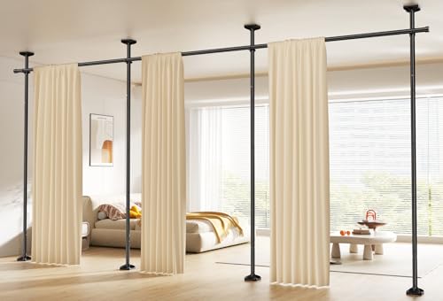 SUNALLY Room Divider Curtain Rod, No Drilling Wall...