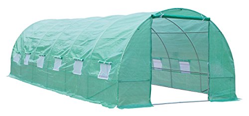 Preisvergleich Produktbild Outsunny Foliengewächshaus Tomatengewächshaus Treibhaus Folientunnel Frühbeet mit Fenster Grün 800 x 300 x 200 cm