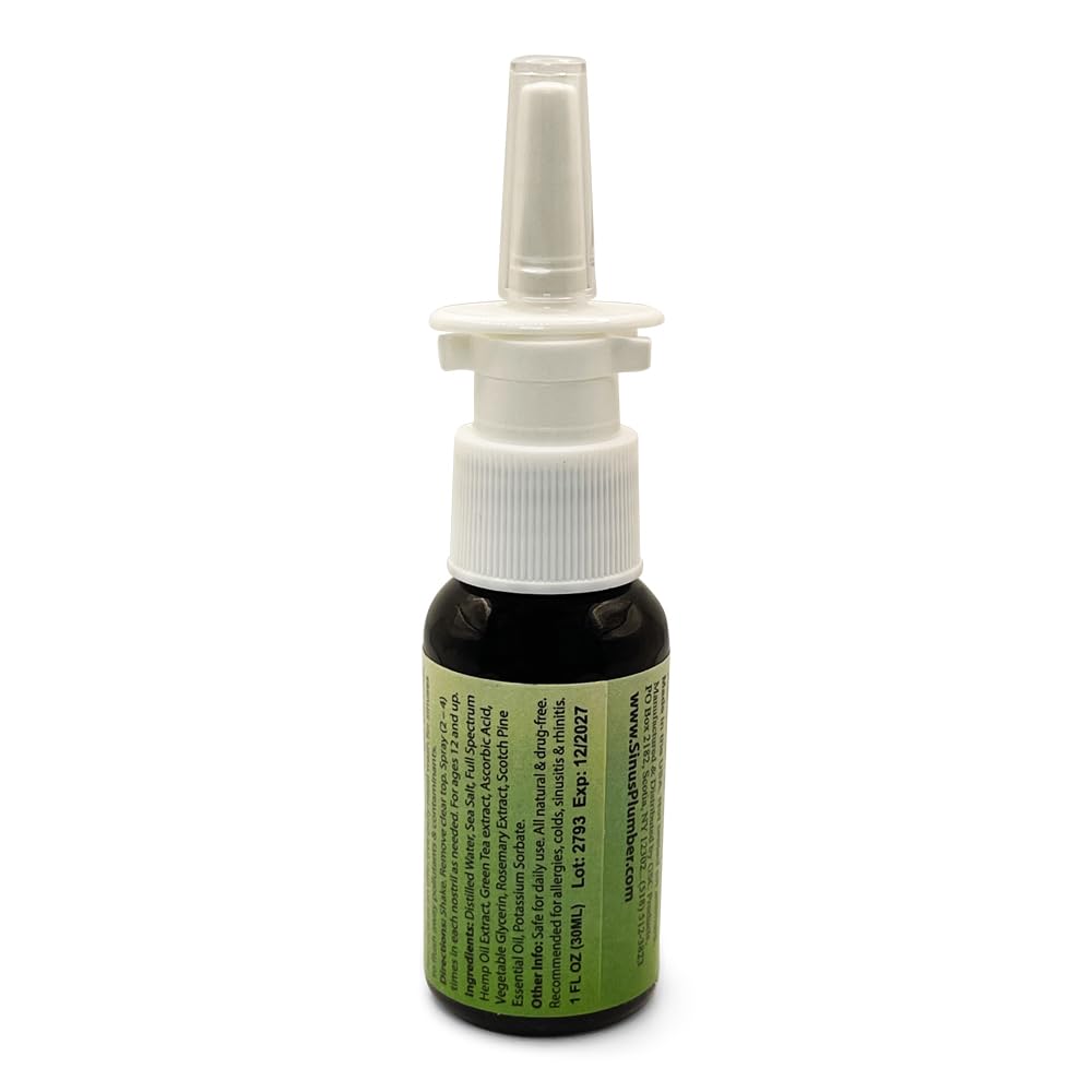 Sinus Plumber Sea Salt Nasal Spray with Hemp Oil Extract, Relieves Congestion, Allergies, Dryness, 1 fl oz — Amazon image 7