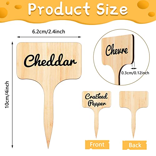 15 Pieces Wooden Cheese Markers For Charcuterie Board Reusable Cheese Labels Markers T Type Cheese Name Tag For Wedding, Birthday, Cocktail Parties, Buffet, 2.44 X 3.94 Inches #TOP1