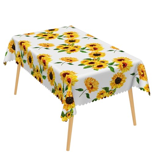 Baocicco Sunflowers Table Cloth for Rectangle Tables 52x70 Inch Sun Flowers Table Cloth Perfect for Spring Home Decor Flower Waterproof Polyester Rectangular Tablecloth for BBQ Camping Picnic Decor