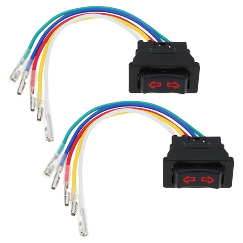 YINETTECH 2PCS 5-Wire Car Power Window Switch 41 x 26 x 21 mm 12V/24V 20A with LED Indicator Compatible with Cars Trucks Buses