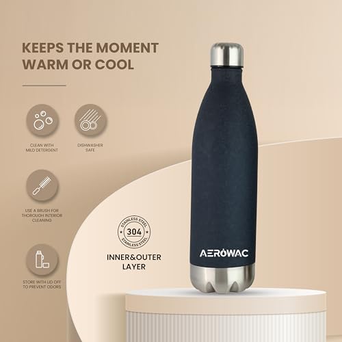 Image of 304 Stainless Steel Viva Insulated Flask 1000ml | Hot & Cold 24 Hours | Double Wall, Leak Proof, BPA-Free Bottle | Ideal for Office, Gym, School and Travel (Blue, Pack of 1)