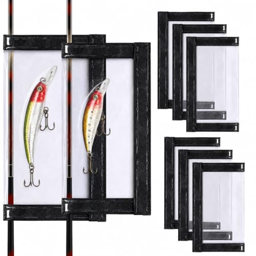 Ziopetru 6 Pack Clear Fishing Lure Wraps, 3L/3S with Hook & Loop Closure
