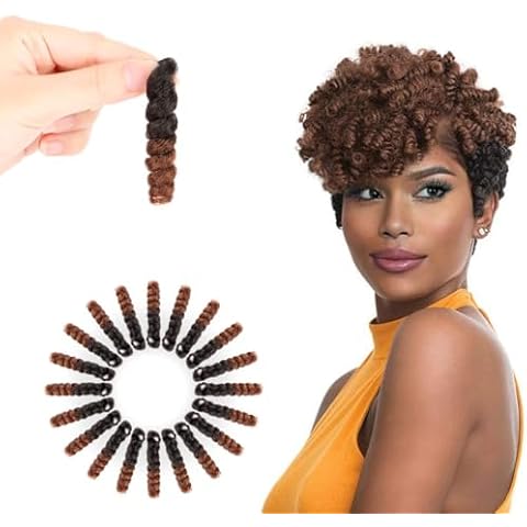 MIMAN 5 Packs 10 Inch Short Crochet Hair Braiding 8MM Curly Crochet Hair Braids for Women Synthetic Hair Extension for Women DIY Mohawk Braided Wigs(Black to Brown #1B/30) Cover