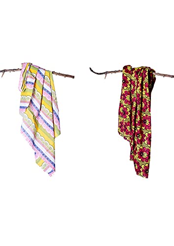 CONTRAST LIVING Bolan Stylish Girls Cotton printed Dupatta, 100x200 Cm Square Size,100% Cotton Stole Set of 2 Pcs (100x200 Cm :: Multi Colour)