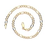 Old English Jewellers 9ct Yellow Gold on Silver 10 inch Figaro Ankle Bracelet Anklet - Diamond Cut