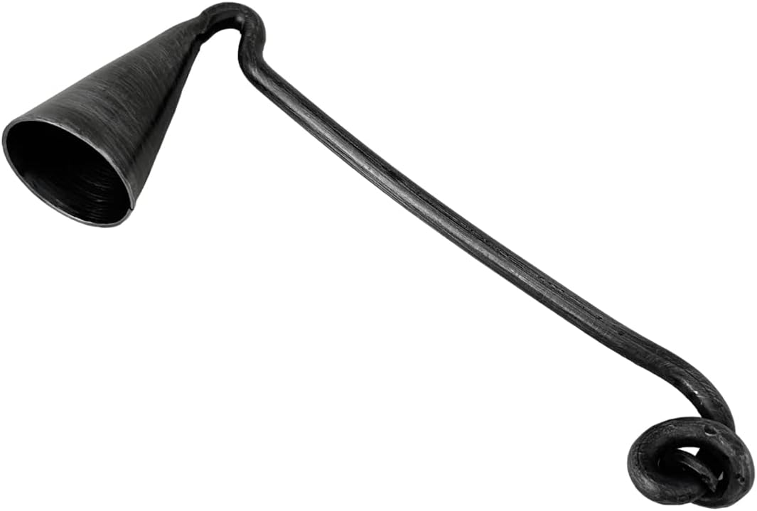 Living Ideas Hand Forged Knot Handle Metal Candle Snuffer - Wrought Iron Handmade Candle Snuffer for Home - Classic Look - Black Antique Finish