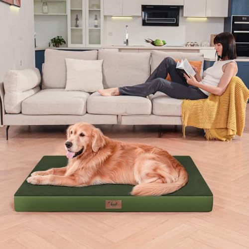 Image of Jumbo Waterproof Orthopedic Dog Bed for Extra Large Dogs | Egg Crate Foam, Pressure Relief, Fits 54x37 Crates, Machine Washable 1680D Oxford Cover, Indoor & Outdoor Use, Up to 150 lbs