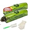 Humane-Mouse Traps for Indoors [2 Pack] Extra-Long with Safe Dual Side Upward Doors No Tail Cuts, Includes Gloves & Washable Brush Field Mouse Catchers & Reusable for Indoor/Outdoor Use No-Kill By MSR