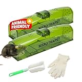 Humane-Mouse Traps for Indoors 2 Pack – Live Catch & Release, Extra-Long, Tail-Safe Dual Doors, No-Kill, Safe for Kids & Pets, Reusable Indoors & Outdoors Mouse Catchers–Gloves & Brush Included By MSR
