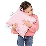 Bmag Sensory Vibrating Pillow for Autistic Kids and Adults, 13" x 13" Sensory Pressure Activated with Textured Therapy Stimulation Bumps Relief Stress Item for Toddler - Pink and Yellow