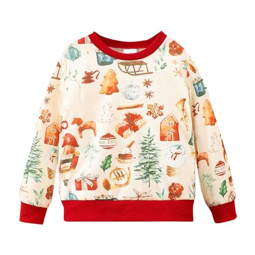 Toddler Boys Girls Sweater Autumn/Winter Long Sleeve Strips Christmas Day Cartoon Print Sweater Girls Hoodies Size 1012