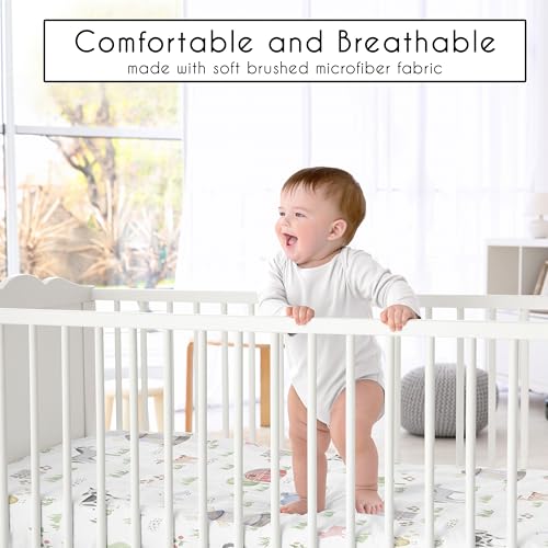 Image of Sweet Jojo Designs Fitted Baby Crib Sheets (Farm Animals) for Boys or Girls, Infant Nursery, Toddler Room - Standard Size (Neutral, Farmhouse, Country, Barn Animal, Farms Theme, Cow, Pig, Grey Horse)