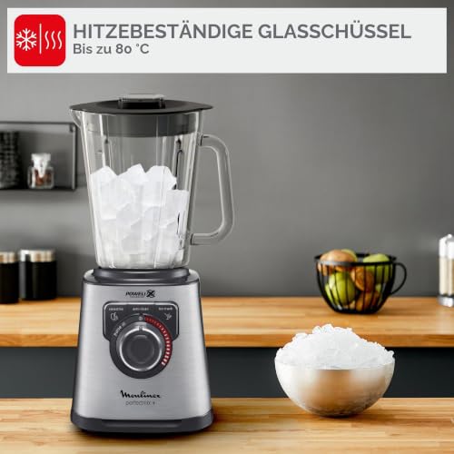 Moulinex PerfectMix+ Blender haute vitesse, 1200 W, Bol en verre de 2 L, 3 programmes automatiques LM811D10, Argenté/Noir - 8