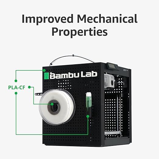 Image of Bambu Lab PLA-CF (Black) 3D Printer Filament, Improved Strength and Layer Bonding 1.75mm 3D Printing Filament, Carbon Fiber Texture, AMS-Compatible 3D Print Material with Reusable Spool, 1kg