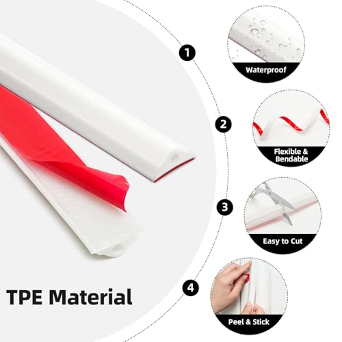 JSIWOTH 6,1 m Selbstklebende Wand Zierleiste Flexibel, Peel and Stick Wand Moulding Trim aus TPE, Dekorative Leiste für Spiegel Tür Schrank Rahmen, Einfache DIY Wanddekoration, Weiß