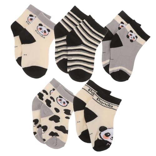 TENDYCOCO Cute Panda Toddler Crew Socks 5 Pairs Boys and Girls Ankle Cotton Socks Toddlers Socks