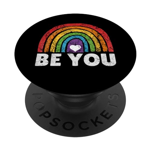Be You Retro Proud Ally Rainbow Flag Gay Queer Pride LGBT PopSockets PopGrip Adhesivo
