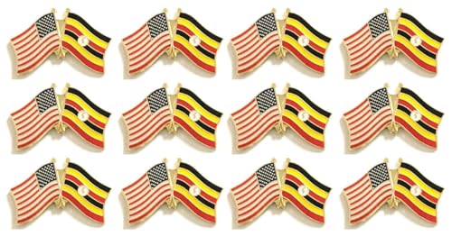Uganda & USA Crossed Flag Lapel Pins Box of 12 – Friendship Tie Badges