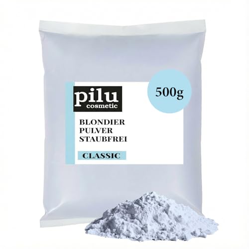pilu cosmetic Blondierungspulver 500 g I Staubfreies, blaues Blondierpulver im Beutel I Schonende Aufhellung, bis zu 7 Nuancen I Hair Bleach mit Anti-Gelbstich I Bleach Powder CLASSIC STAUBFREI