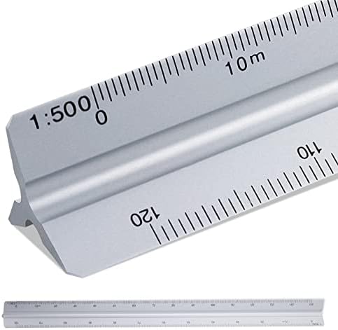 30cm Triangular Scale Ruler, SZXMDKH Metal Ruler for Architects, 1:20, 1:25, 1:50, 1:75, 1:100, 1:150 (Copper)