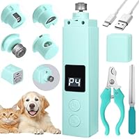 BUOAZR Krallenschleifer für Hunde 4-Gang mit LED-Licht, Elektrischer Hundekrallenschneider, Superleise, USB Wiederaufladbar Hundekrallenfeile für Große, Mittelgroße und Kleine Hunde und Katzen(Grün)