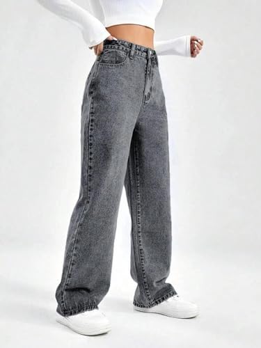 Image of Glossia Denim Baggy Jeans for Women | Stretchable High Waist Straight Fit Jeans for Women | High Rise Stretch Denim | Loose Fit Plus Size Denim (Sizes - 24 to 44) WJ81-1205-$