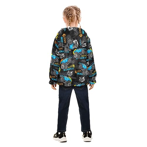 Image of Aflyko Boys Fleece Coat Blue Zip-Up Hoodie Girls Outerwear Kids Hooded Jacket