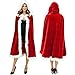 UDYR Women Santa Cloak Mrs Claus Costume Cape Hooded Robe, Christmas Cosplay Costume for Girl, Women(Red Adult)