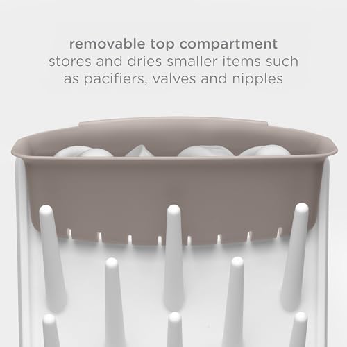Ubbi Vertical Baby Bottle Drying Rack, Space Saving Countertop Drying Rack Baby Accessory, Taupe - Thumbnail 4