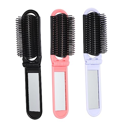 FRCOLOR 6個 ミラー付き折りたたみ櫛 ミニコーム トラベルカーリングブラシ 折りたたみ可能なヘアブラシ ヘア 男性用ヘア トラベルコーム 鏡付きヘア くし Pp