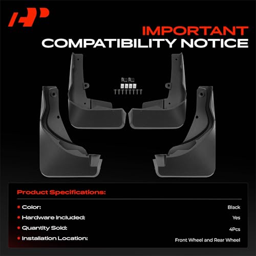 Image of A-Premium Mud Flaps Compatible with Audi | for Audi Q3 2019-2024 Sport Utility, No Drilling Required Mud Guards with Hardware Accessories, Set of 4 Front and Rear