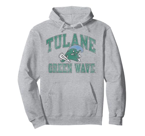 Tulane Green Wave Vintage Worn Gray Officially Licensed Pullover Hoodie