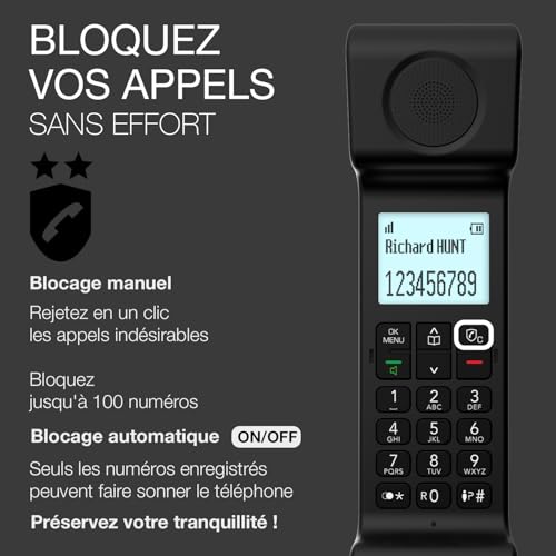 ALCATEL Epure Handset - Combiné Supplémentaire pour Téléphone Fixe sans Fil DECT Epure Premium et Iconic - Design Intemporel - Installation Facile - Ne Fonctionne Pas Seul avec Une Box - Noir – vue 4