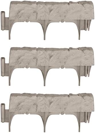Suncast BSE10TG Water Resistant Landscape Design Border, 12" Sections, Decorative Natural Rock Stone Edging for Garden, Lawn, & Landscaping (30 Pack)