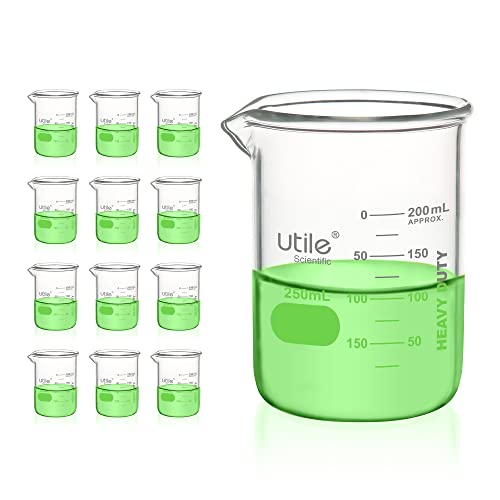 Utile Glass Beaker Set, Heavy Duty Beakers, Borosilicate 3.3 Glass Beaker Shot Glasses With Double Scaled Printed Graduation, 10Pcs Of Vol.50M(1.7Oz), 4046.0050.10 #TOP13