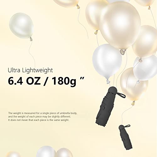 Vivian & Tommy Travel Umbrella Compact Windproof Mini Umbrella Uv Protection Folding Lightweight Portable For Women Girls (Black) #TOP1