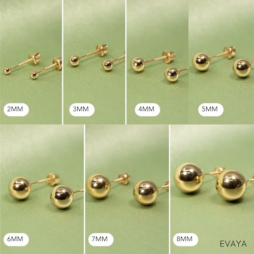 14k Real Gold Ball Stud Earrings for Women & Men (2mm-8mm Diameter) - Real 14k Gold, Secure Screw Back Design4