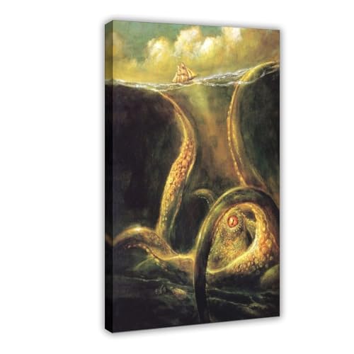 Kraken toile suspendue déco rapide sans cadre lourd pour salon