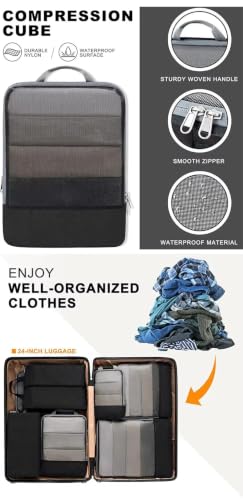 LSLCQW 6 Set Lightweight Compression Packing Cubes with Packing List, Anti-Tearing Expandable Organizer Bags for Travel, Black - image 7