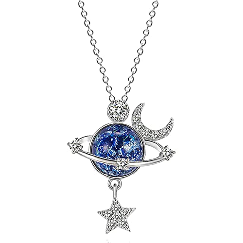AAOCLO Collana Stella Luna Universo, Collana con Ciondolo Diamante, per la Mia Figlia Tu Sei la Stella Più Speciale dell'Universo, Collana Pianeta Luna e Stelle (1pz)