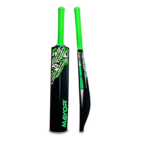 Image of MAYOR Blaster Cricket Bat for Kids & Adults | Plastic Bats for Indoor Tournament | Practice Bat | Full Size Tennis Bat for Cricket | (34 X 4.5 Inch) for All Age Group (Black /Green)