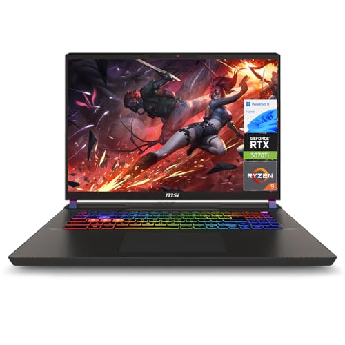 PCONLINE MSI Vector 16 240Hz Gaming Laptop, 16" QHD+, Ryzen 9 8940HX, GeForce RTX 5070 Ti, 64GB DDR5, 2TB SSD, 24-Zone RGB Keyboard, WiFi 6E, Win11 Home, Black