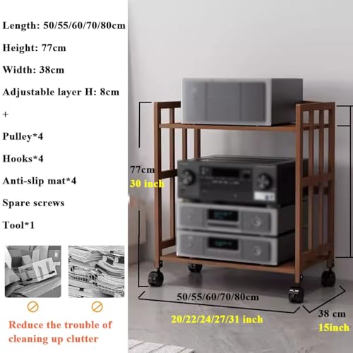 Small Audio Video Media Stand Cabinet, Living Room Home Office Movable Stereo Cabinet Furniture, Meeting Room Component Storage Unit, Game Console CD Players Receiver Speaker Amplifier Shelf(W-50CM)
