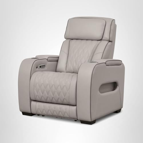 Signature Design by Ashley Boyington Contemporary Leather Match Power Recliner with Adjustable Headrest, Cup Holders, USB Port and Air Massage System, Light Gray - Image 15