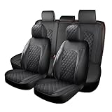 Chifeng Full Set Car Seat Covers for Nissan Qashqai 2013-2022, 5 Seats Waterproof Pu Leather Front Rear Seat Covers, All-Weather Use Car Seat Covers Cushion Covers (black)