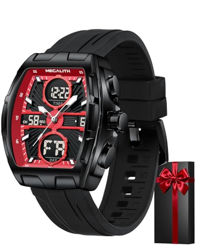 MEGALITH Herren Uhr Analog Digital: Wasserdicht LED Datum Wecker Stoppuhr - Sport Schwarz Militär Große Uhren für Männer