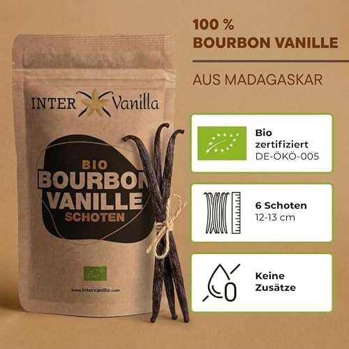 Foto von InterVanilla Bio Bourbon Vanilleschoten 6 Stück, 12-13 cm